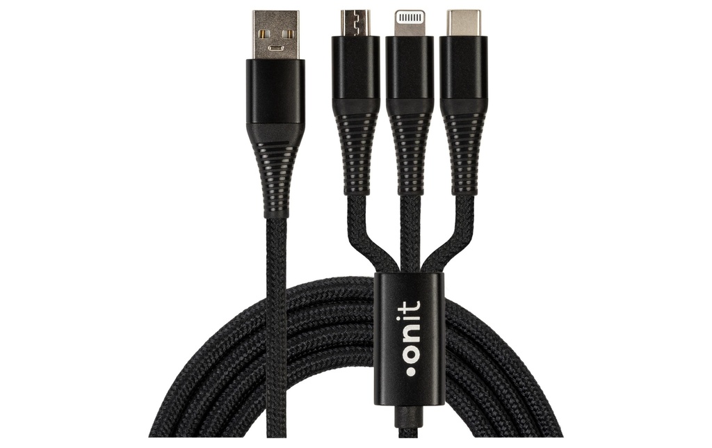 onit Câble chargeur USB USB-A - Lightning/USB-C/Micro-USB B, 1 m