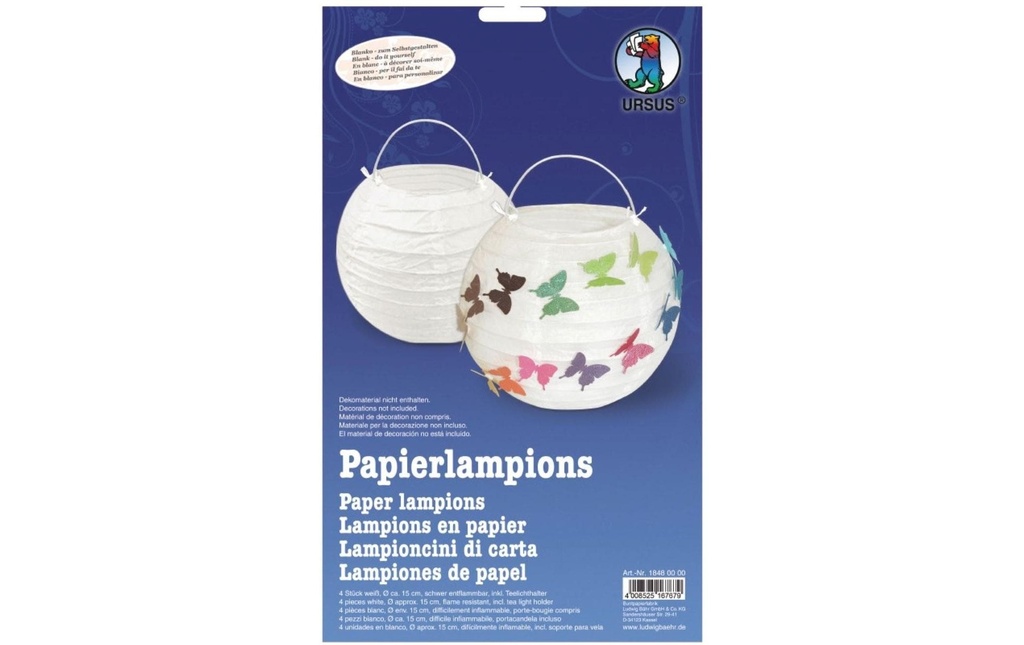 URSUS Lampion Ø 15 cm blanc, 4 pièces