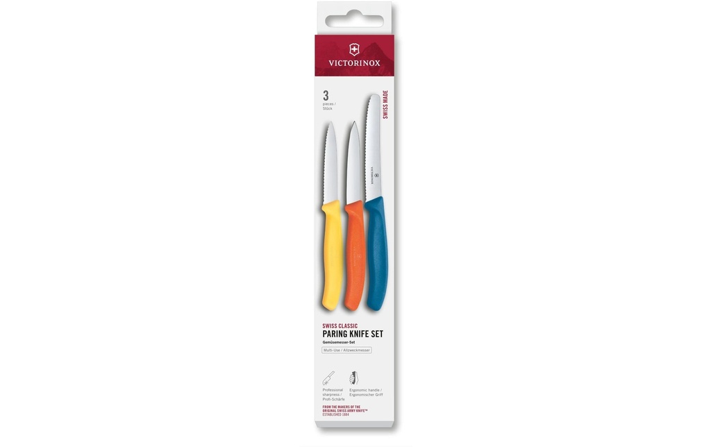 Victorinox Jeux de couteaux Swiss Classic, Jaune / Orange / Bleu