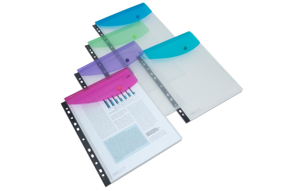Rapesco Dossier de documents A4, couleurs assorties, 5 pièces