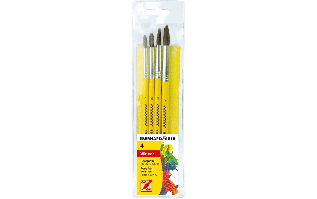 Eberhard Faber Pinceau d’aquarelle Set de cheveux de poney, 4 pièces