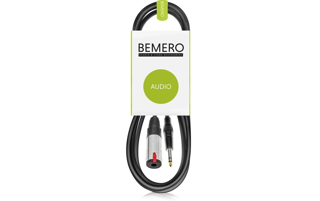 Bemero 6.3 Fiche jack - 6.3 Prise jack 3 m, Noir