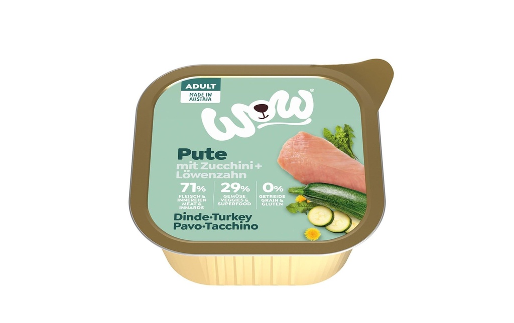 WOW Alimentation humide Adult Barquette de dinde 150g