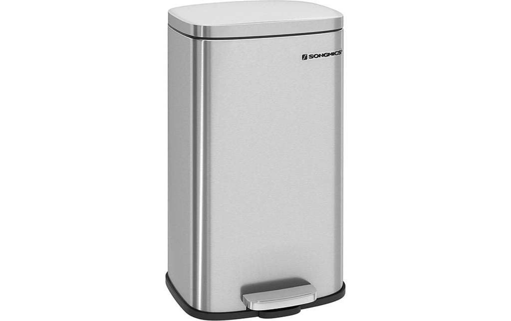 Songmics Poubelle avec seau intérieur 30 l, Argenté