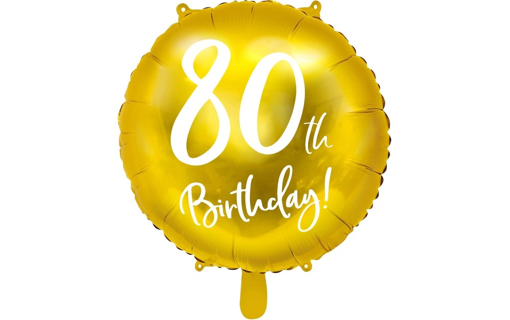 Partydeco Ballon en aluminium 80e anniversaire Doré/Blanc
