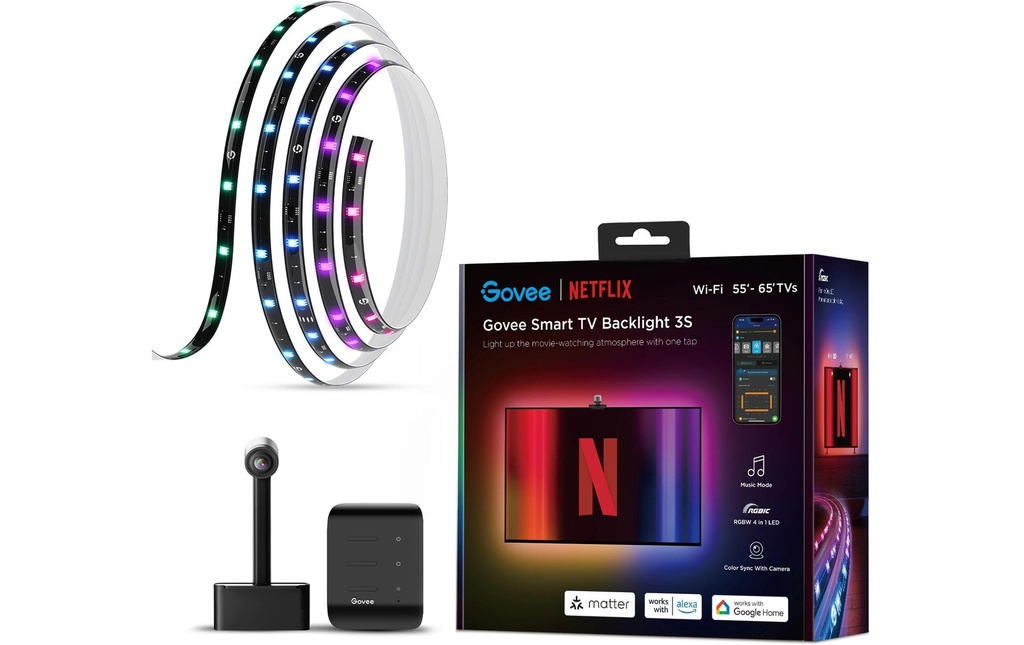 Govee Envisual TV Backlight 3S version Netflix, RGBICW, 55-65