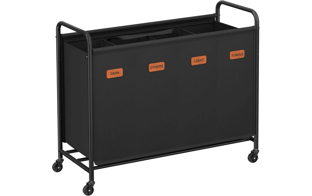 Songmics Corbeille à linge avec roues 200 l, Noir
