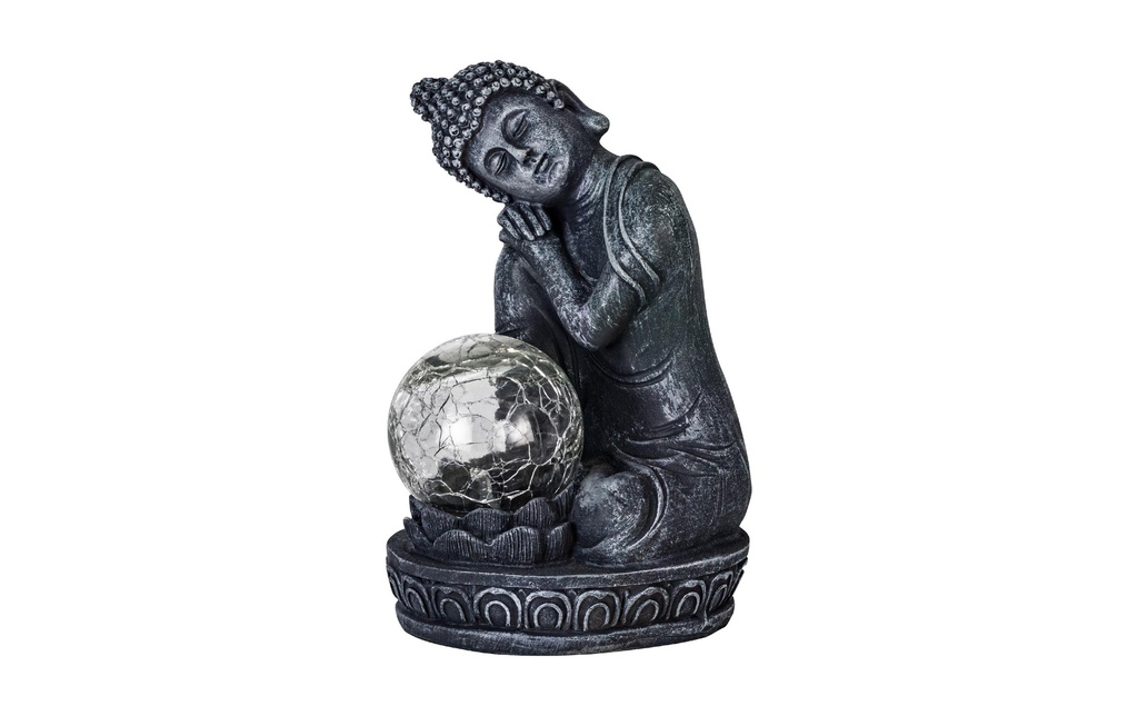 EGLO Leuchten Éclairage de jardin Décoration solaire Bouddha, 19.5 cm, gris