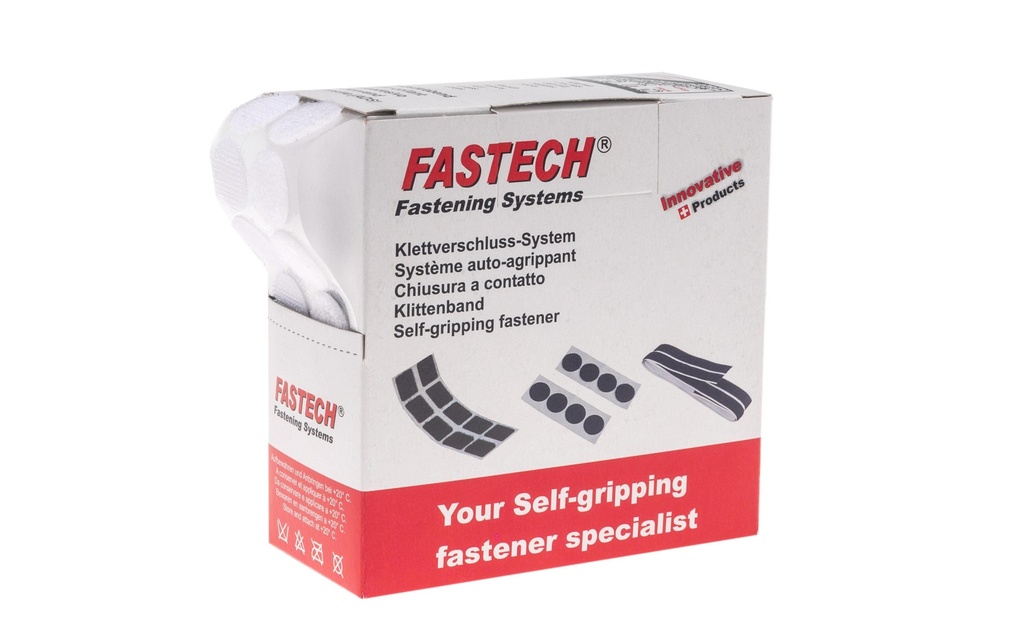 FASTECH Points auto-agrippants Box 20 mm x 5 m auto-adhésif, blanc
