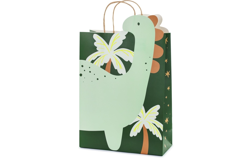Partydeco Sac cadeau Dinosaures 10 x 24 x 37 cm, Vert