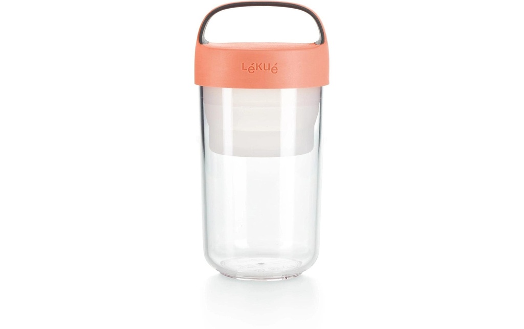 Lékué Récipient de smoothie Glas To Go, 600 ml, corail