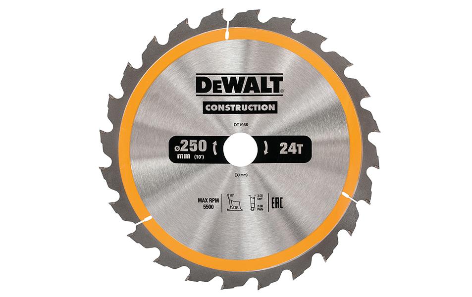 DEWALT Lame de scie circulaire 250 x 30 mm, 24 WZ