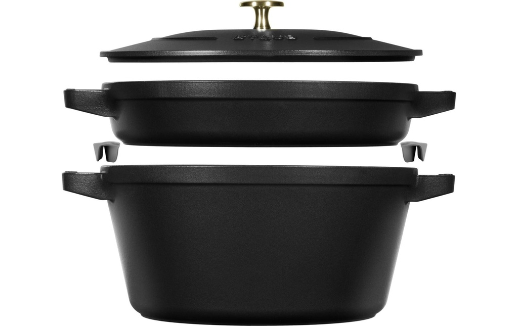 Staub Rôtisseur Cocotte 3 pièces, 24 cm, Noir, 6.1 l