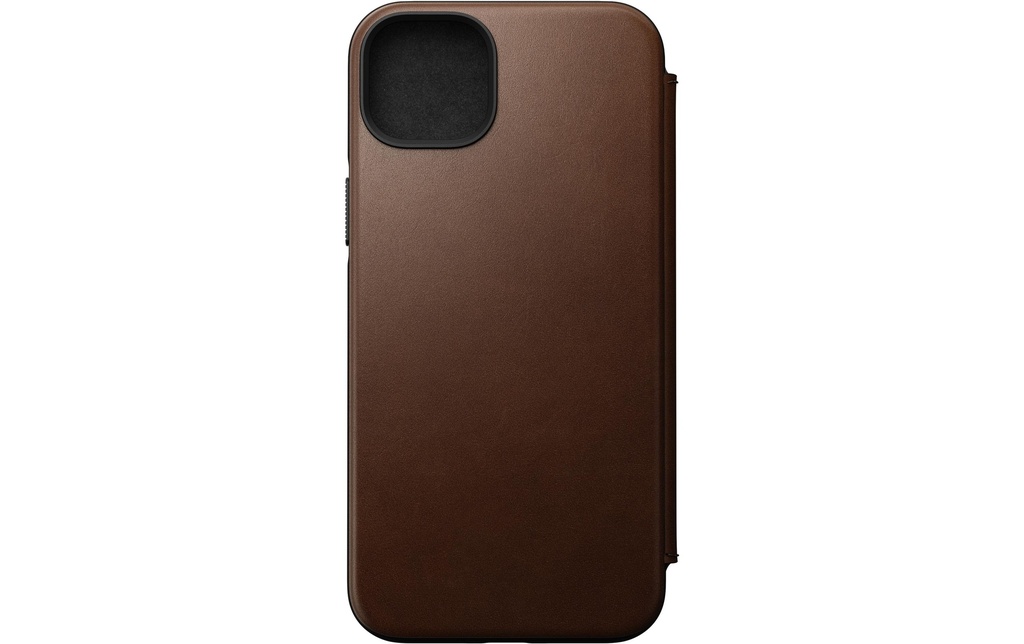 Nomad Book Cover Modern Leather Folio iPhone 14 Plus Brun