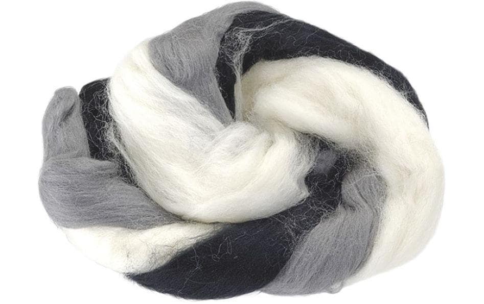 Heyda Laine de feutre Mélange 3 brins 50 g, Noir/Gris/Blanc