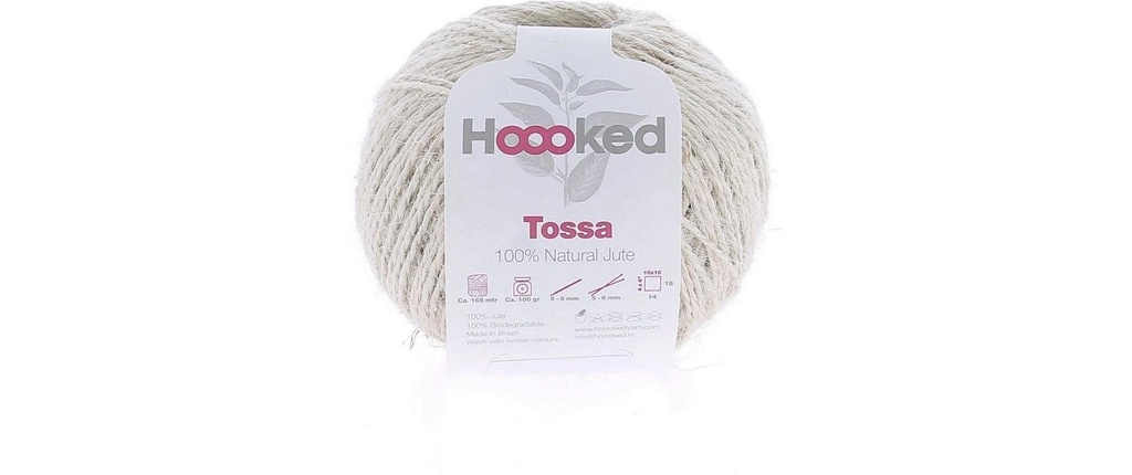 Hoooked Laine Jute naturelle Tossa Vanille, 165 m