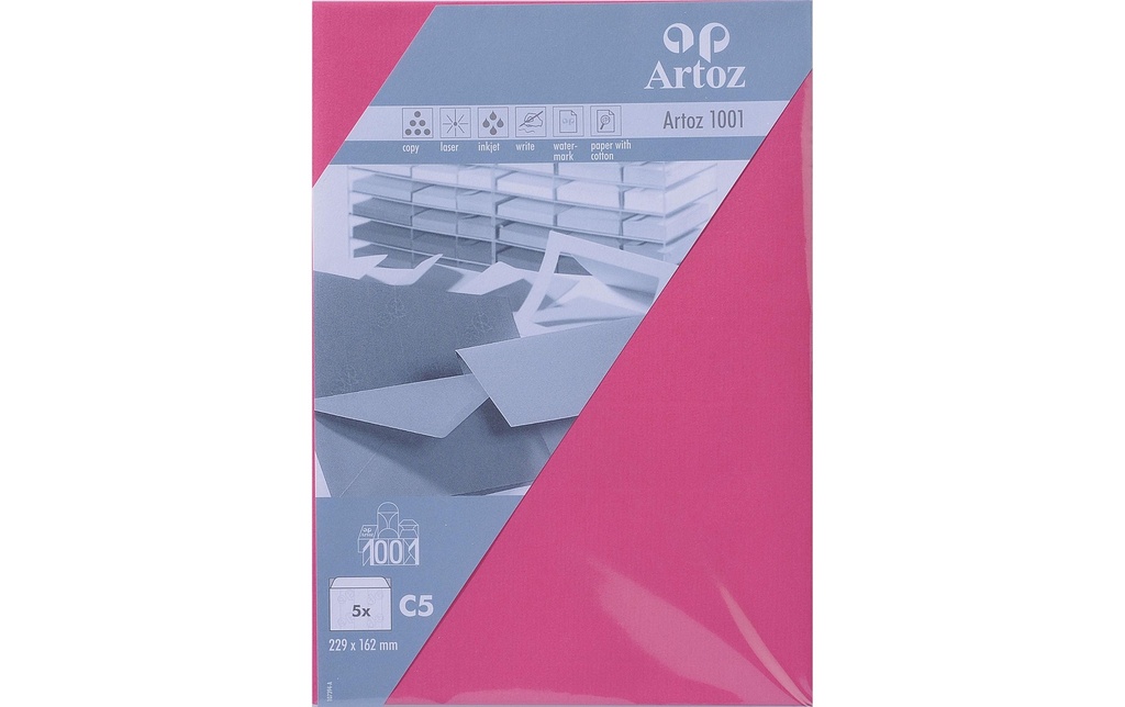 Artoz Enveloppe 1001, C5, 5 Pièce/s, Fuchsia