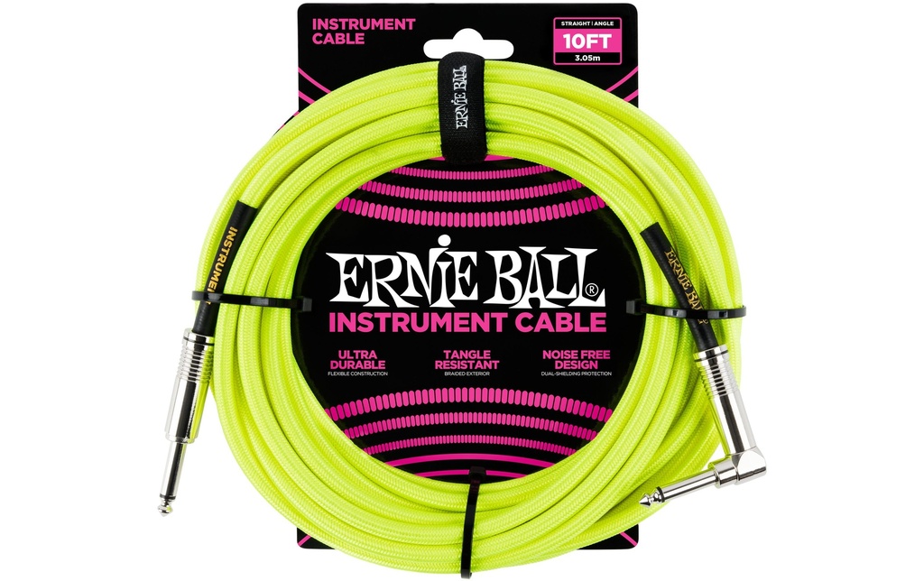 Ernie Ball Câbles d’instruments 6080 - 3.05 m, Jaune fluo