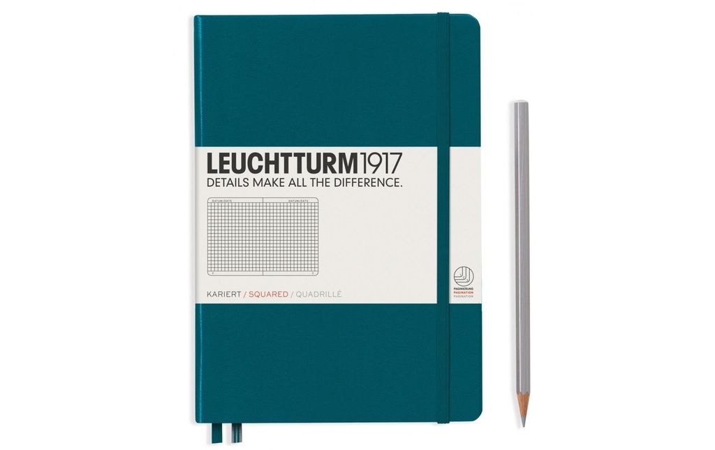 Leuchtturm Bloc-notes Medium A5, À carreaux, 2-pièces, Vert Pacifique