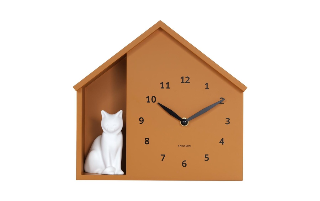 KARLSSON Horloge murale Wall clock Sitting Cat Ochre Yellow