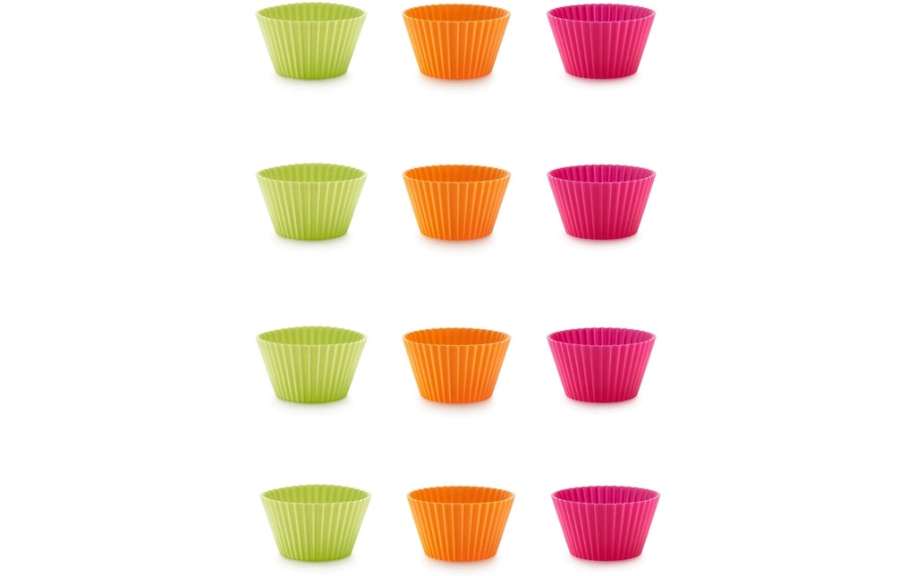 Lékué Moule à muffins Silicone, multicolore, set de 12
