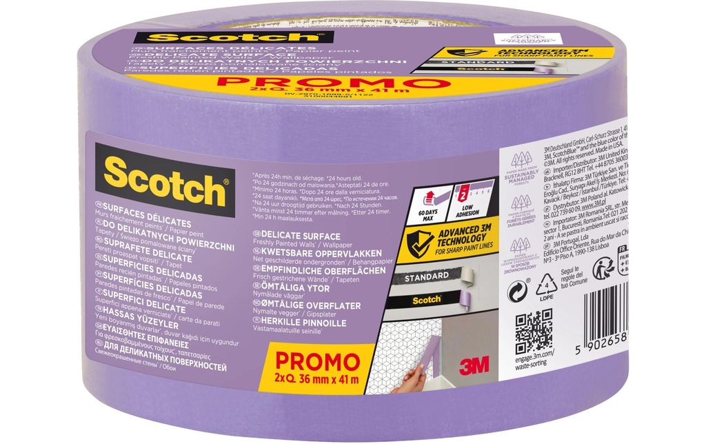 Scotch Ruban de masquage pour peintres 36 mm x 41 m, Violet