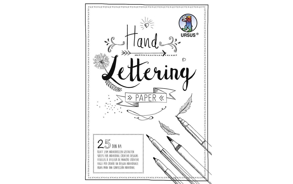 URSUS Carnet de dessin Handlettering  A4, 200 g/m², 25 feuilles, blanc