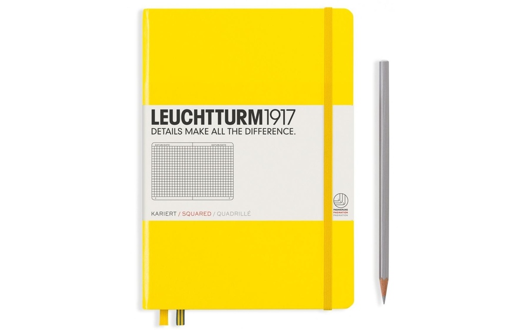 Leuchtturm Bloc-notes Medium A5, À carreaux, 2-pièces, citron