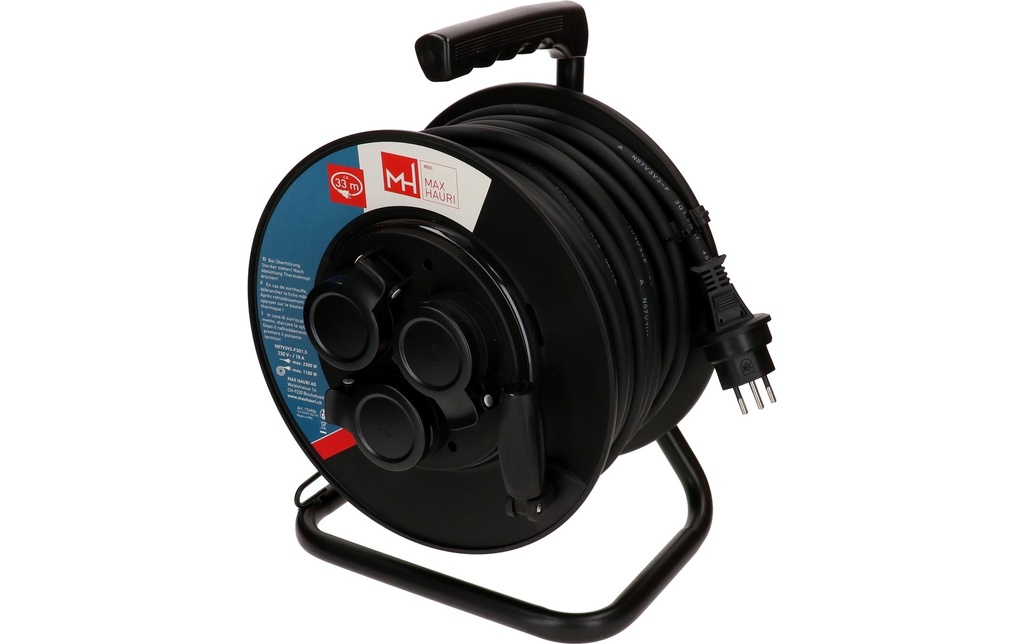 Max Hauri enrouleur de câble 3x type 13 IP55 33m noir