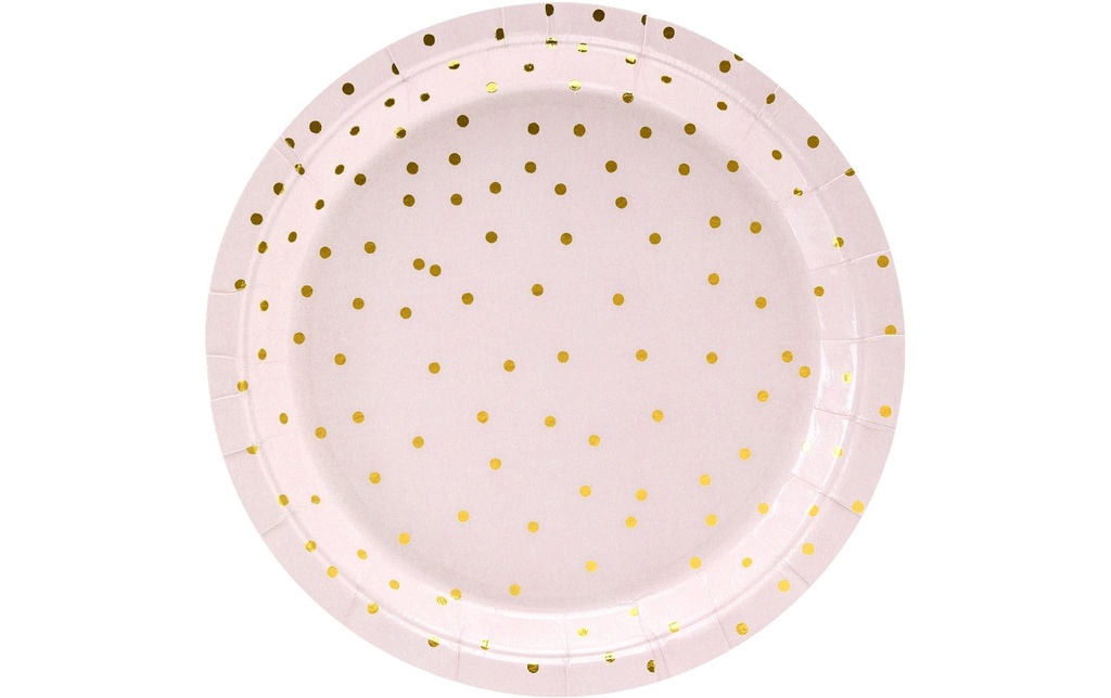 Partydeco Assiettes jetables Points 18 cm, 6 Pièce/s, Rose pâle