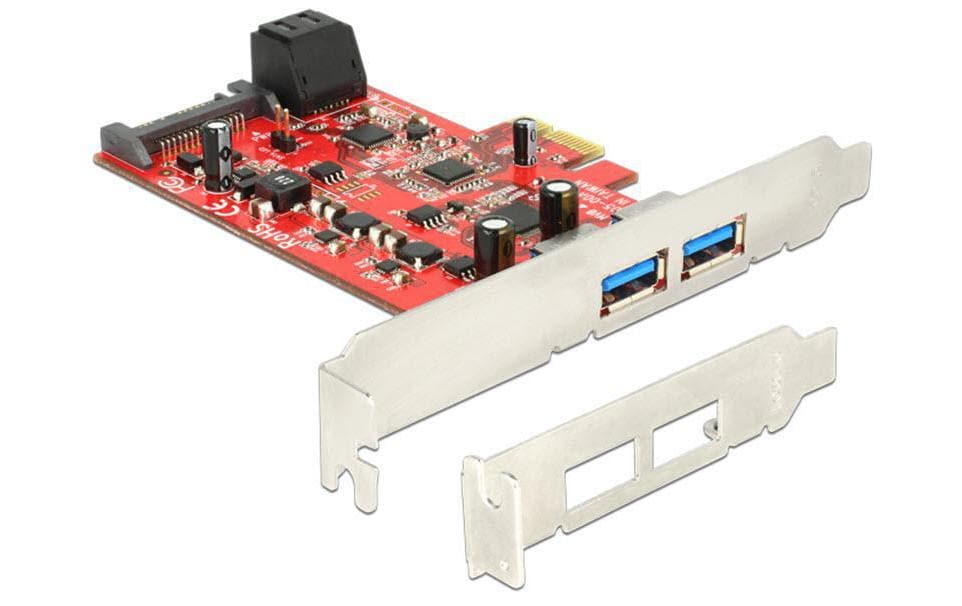 Delock Adaptateur de bus hôte Controller PCI-Ex1- 2x SATA3, 2x USB3.0
