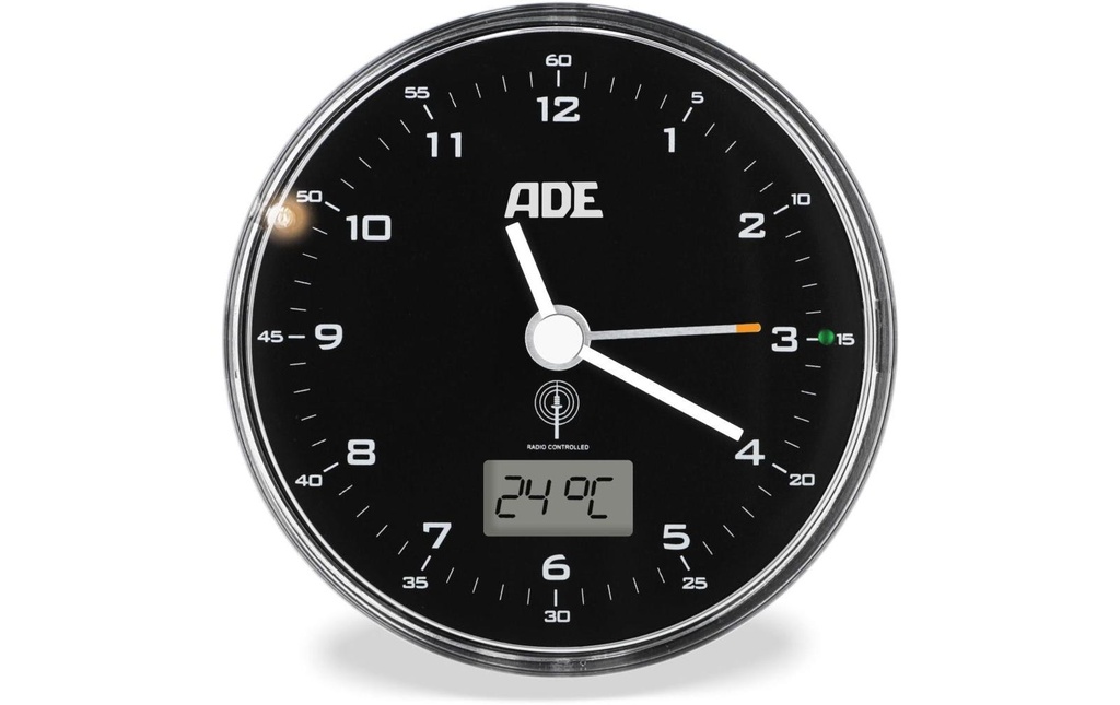 ADE Réveil radio-piloté 8.1 x 4 cm, noir