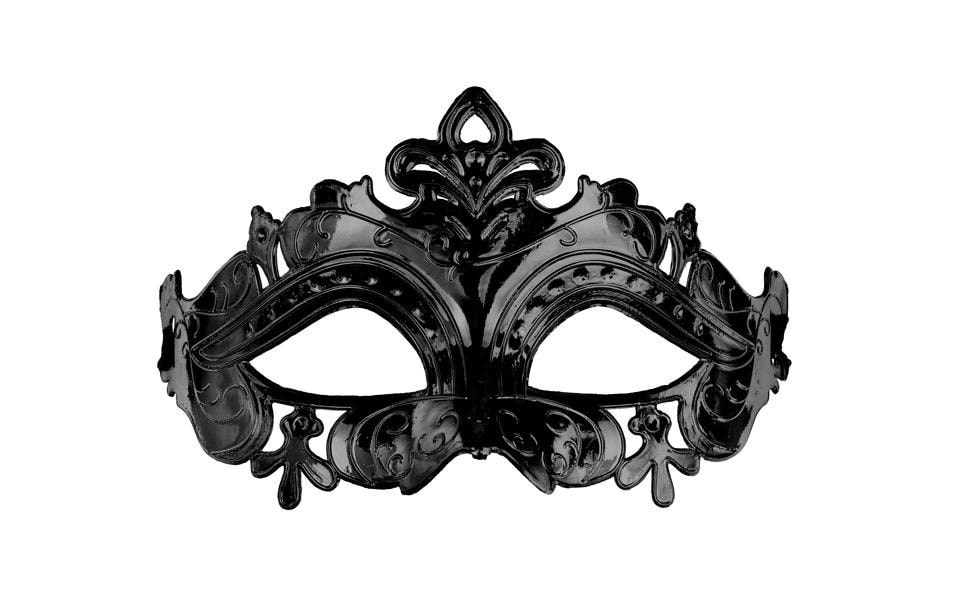 Partydeco Masque de carnaval, 17 x 9 cm, avec ruban, noir