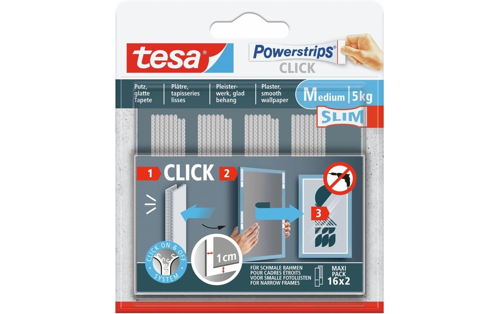 tesa Powerstrips CLICK 20 mm x 0.06 m, Blanc