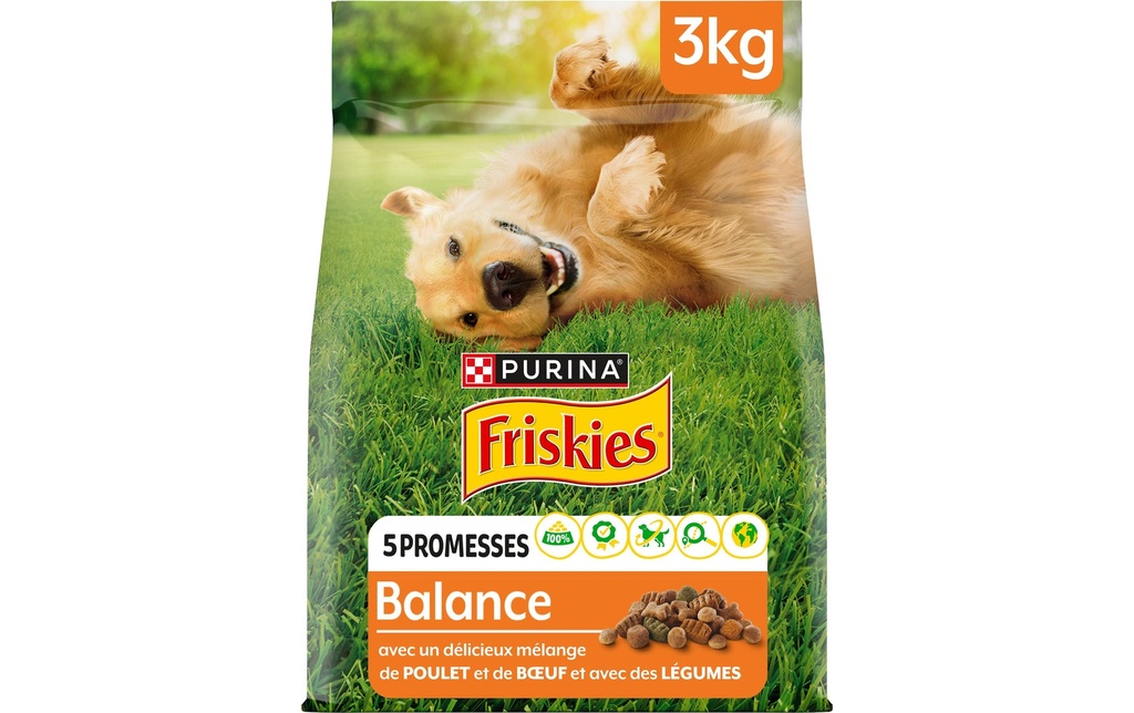 Purina Friskies Alimentation sèche Balance poulet, bœuf avec légumes 3 kg