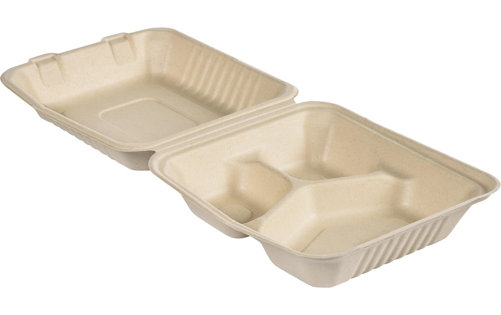 Duni Boîte repas Boutonné 325/90/90 ml Marron 3 divisions, 50 pièces