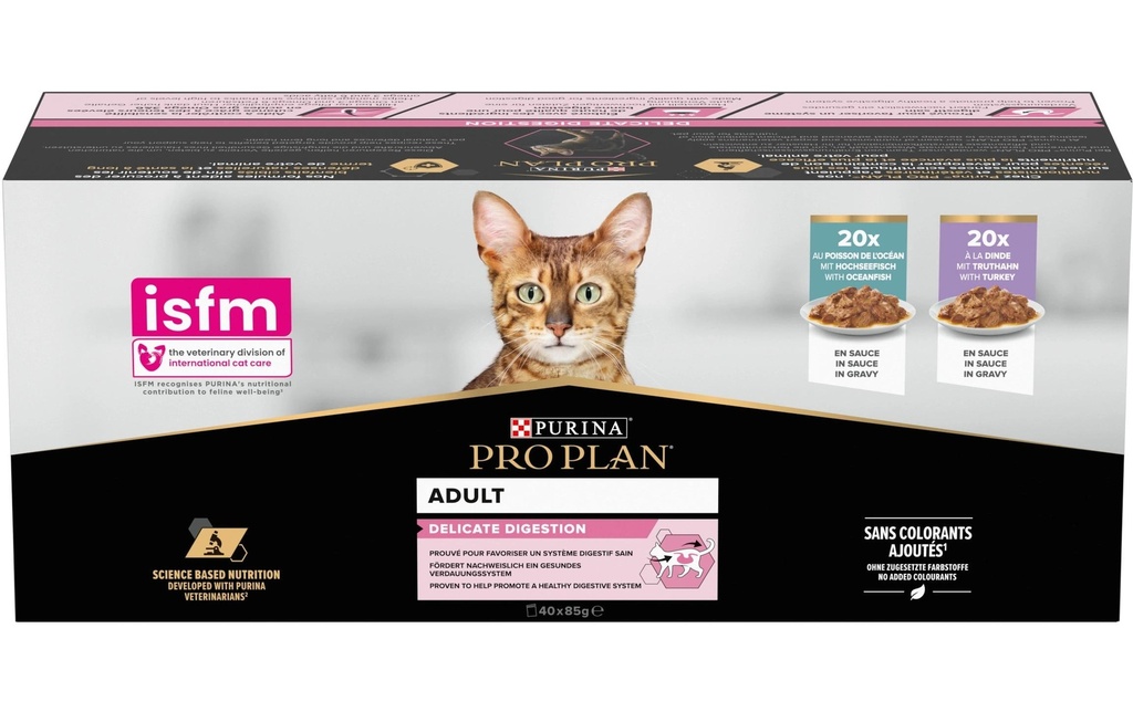 Purina Pro Plan Alimentation humide Sauce poisson de mer et dinde 40 x 85 g