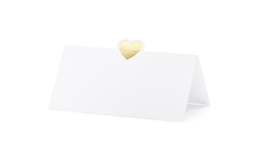 Partydeco Marque-place de table Cœur 10 x 5 cm, 10 pièces, or