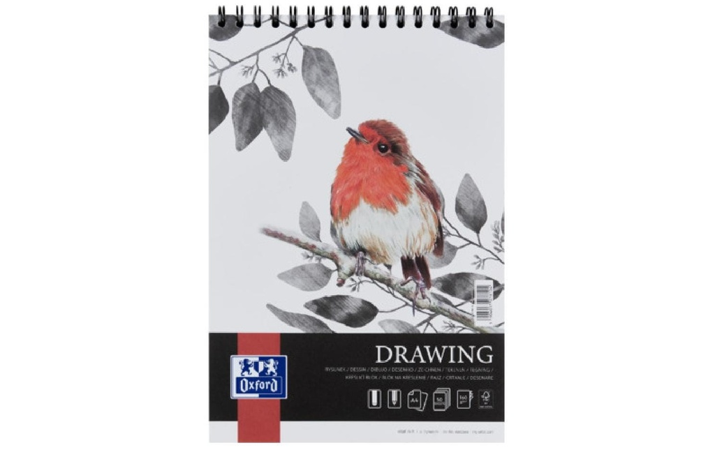 Oxford Carnet de dessin Art Drawing A4, 50 feuilles