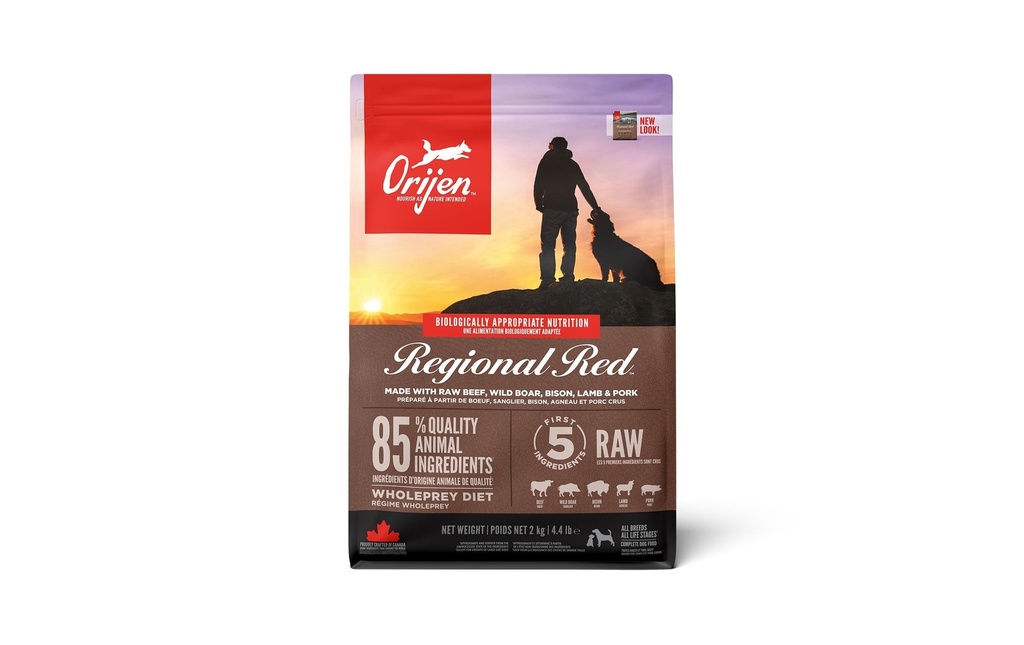 Orijen Alimentation sèche Dog Regional Red avec viande de boeuf, 2 kg