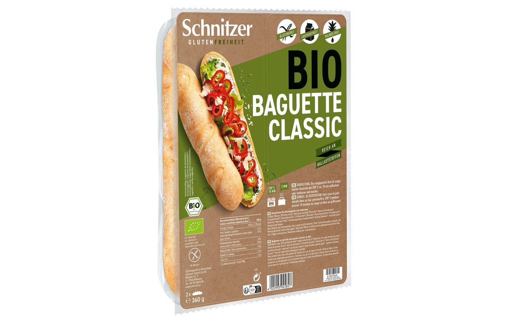Schnitzer Bio Baguette classic sans gluten 2 x 180g