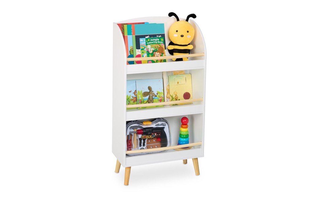 relaxdays Bibliothèque pour les enfants Blanc; Brun clair