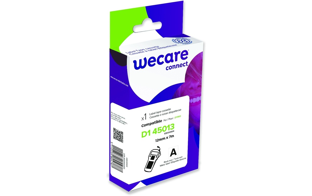 Wecare Ruban d’étiquettes K80001W4 Noir sur Blanc