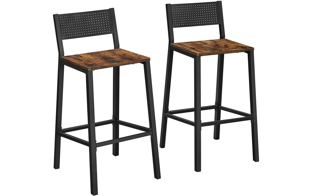 VASAGLE Tabouret de bar 2 pièces 43.1 x 97.2 cm, Noir/Brun