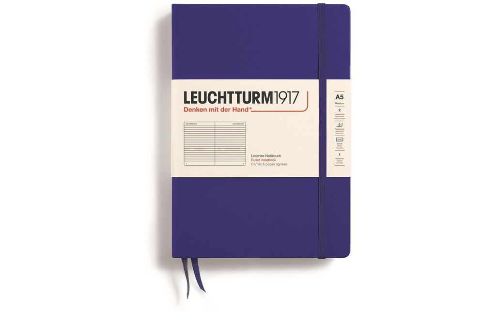 Leuchtturm Bloc-notes Medium A5, À lignes, Bleu foncé