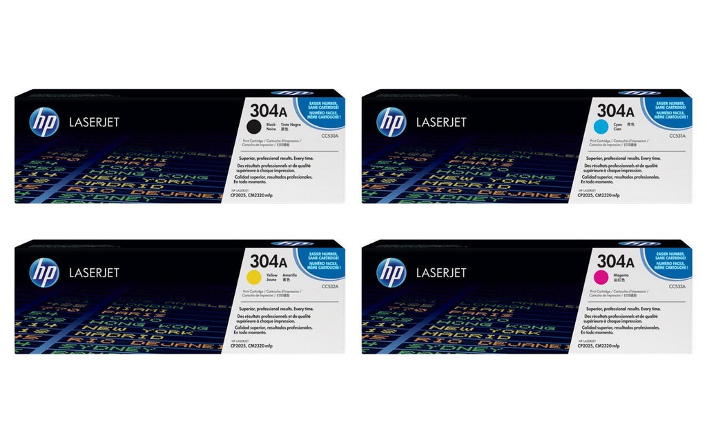 HP Kits arc-en-ciel Nr. 304A (CC530A-CC533A) BL/C/M/Y