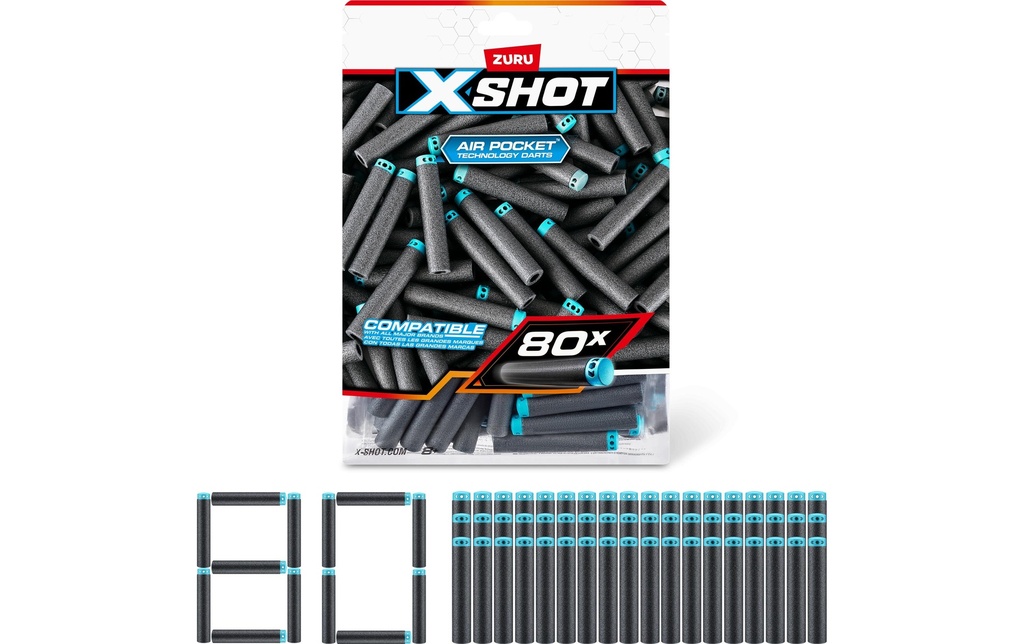 X-Shot Recharge Excel 80 fléchettes Série 1