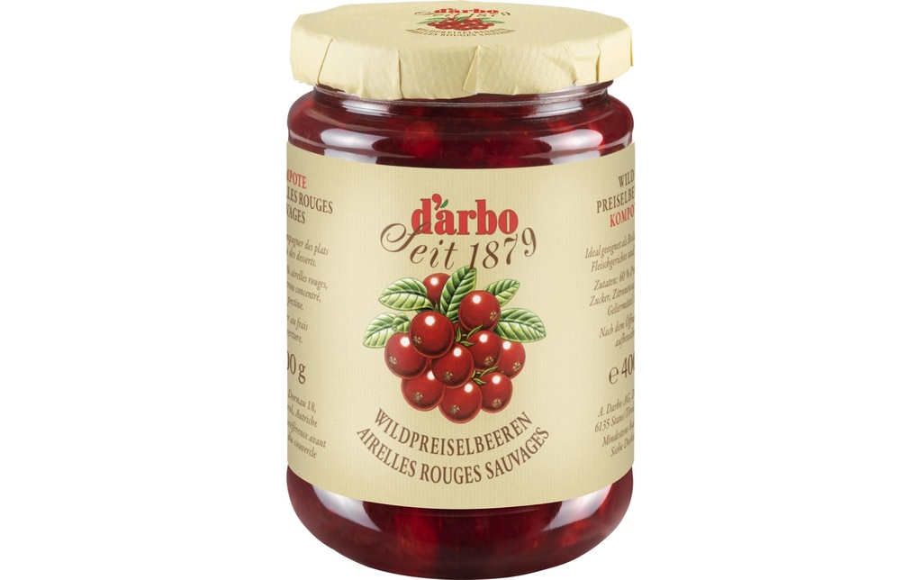 D'arbo Verre Compote d'airelles sauvages 400 g