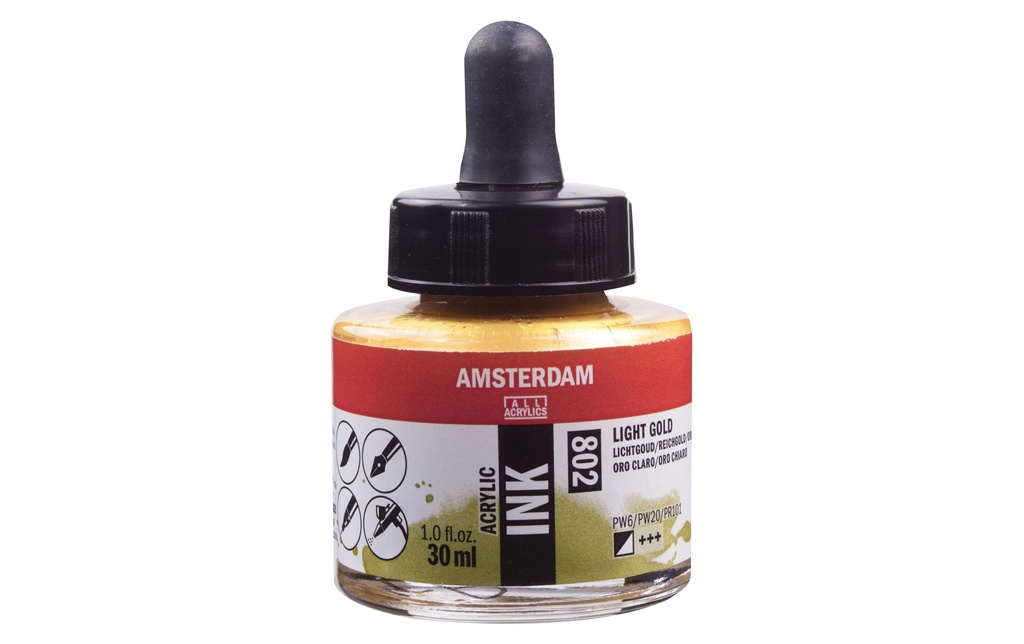 Amsterdam Encre acrylique 802 Or riche semi-opaque, 30 ml 30 ml, Doré