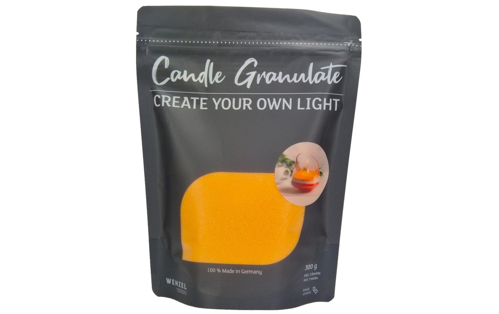 Wenzel Kerzen Granulés de cire sans parfum 300 g, Jaune